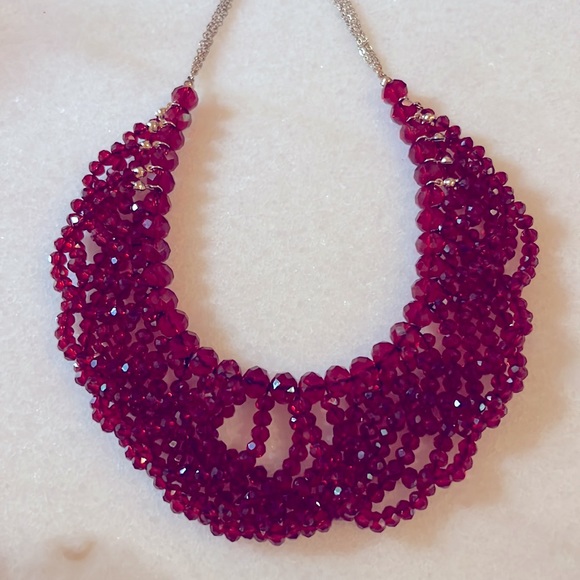 Bella Red Burgundy Beads Statement Necklace - Picture 5 of 8